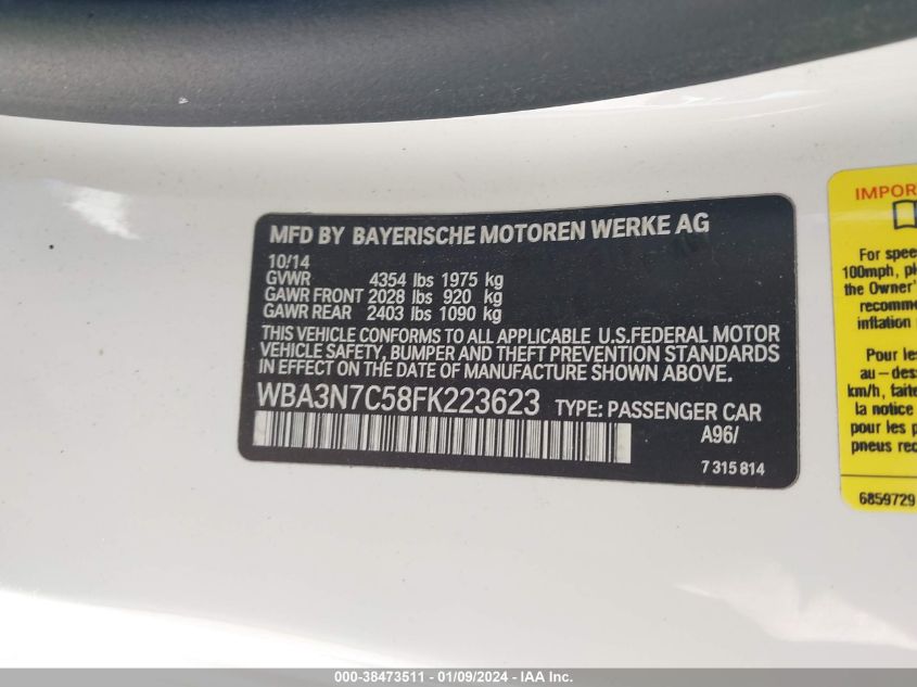 2015 BMW 428I I - WBA3N7C58FK223623