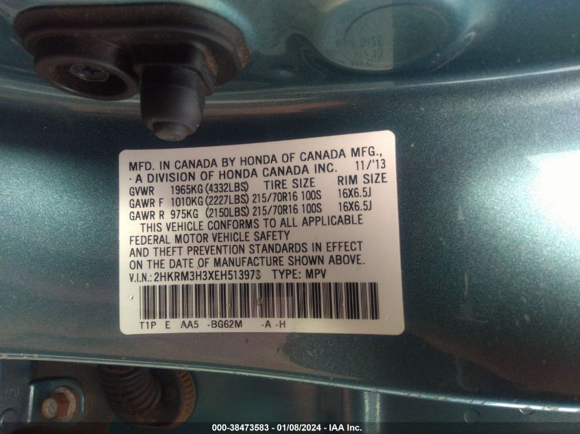 2014 HONDA CR-V LX - 2HKRM3H3XEH513973