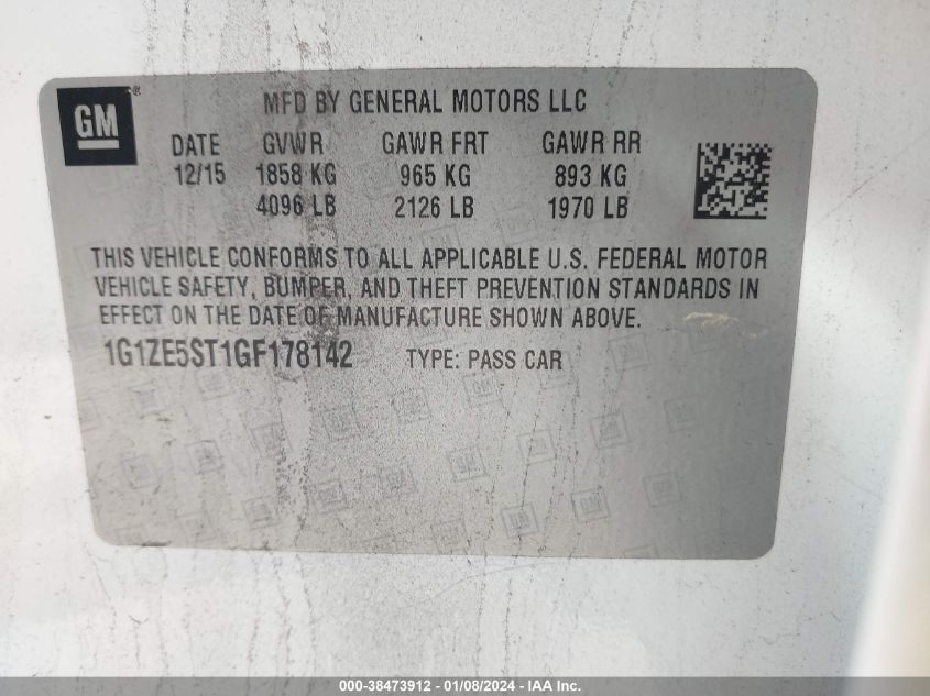 2016 CHEVROLET MALIBU LT - 1G1ZE5ST1GF178142