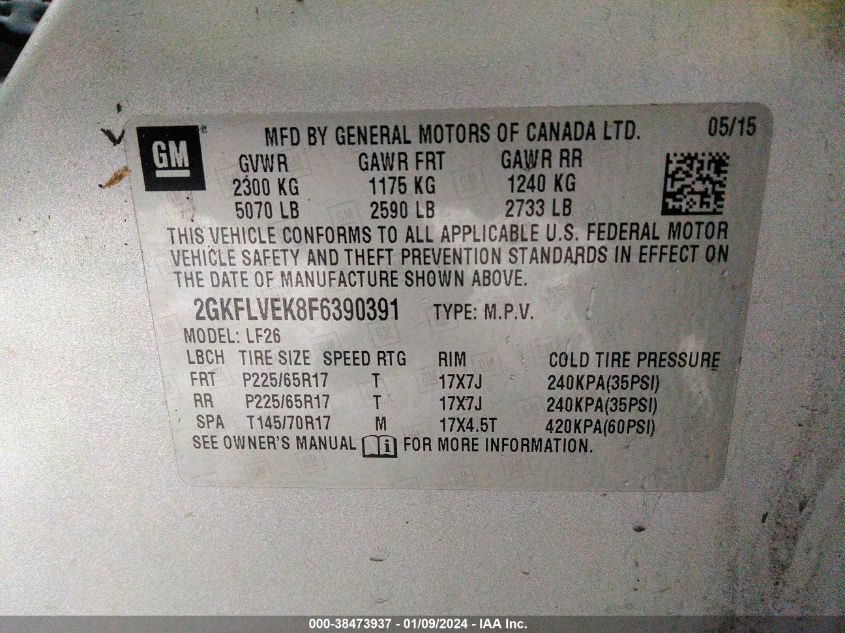 2015 GMC TERRAIN SLE-1 - 2GKFLVEK8F6390391