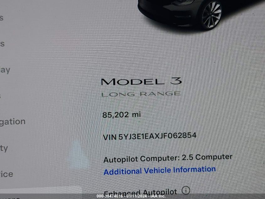 2018 TESLA MODEL 3 - 5YJ3E1EAXJF062854