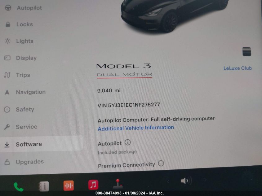 2022 TESLA MODEL 3 - 5YJ3E1EC1NF275277
