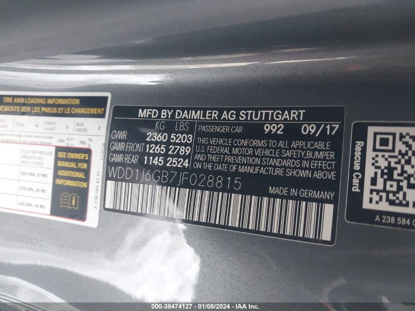 2018 MERCEDES-BENZ E 400 4MATIC WDD1J6GB7JF028815