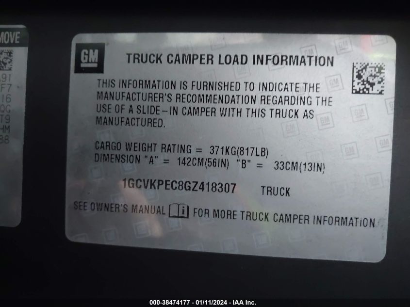 2016 CHEVROLET SILVERADO 1500 CUSTOM - 1GCVKPEC8GZ418307