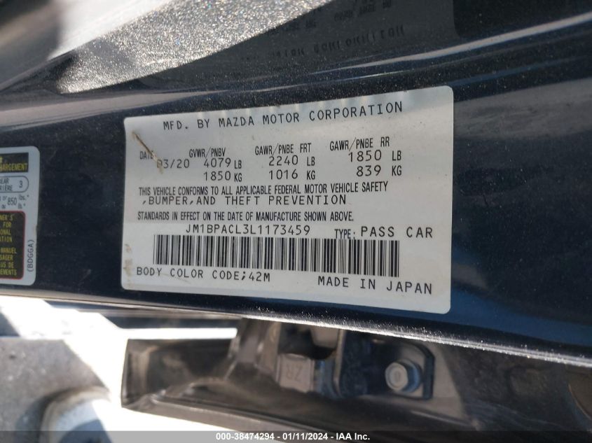 2020 MAZDA MAZDA3 SELECT PACKAGE - JM1BPACL3L1173459