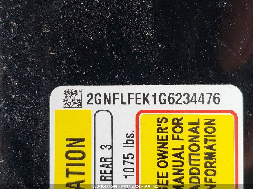 2016 CHEVROLET EQUINOX LT - 2GNFLFEK1G6234476