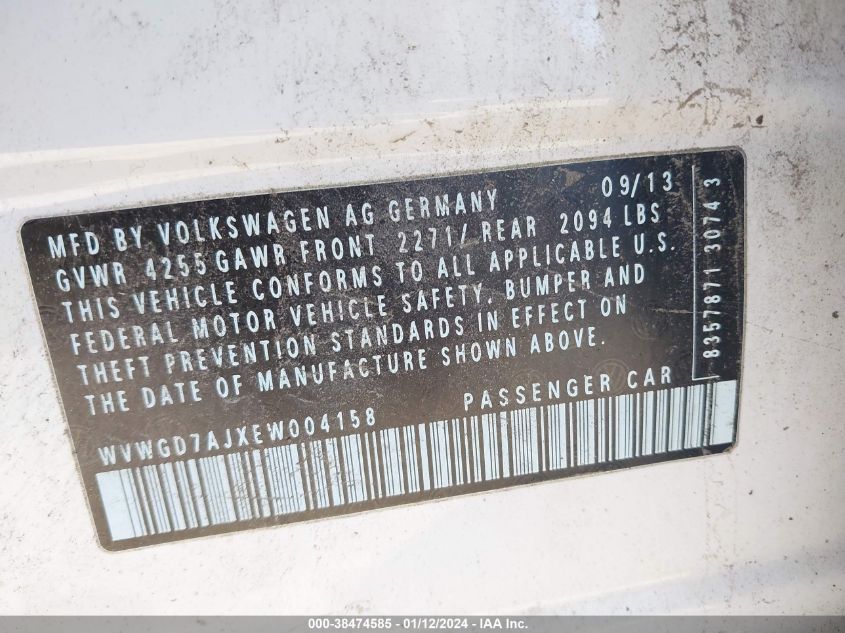2014 VOLKSWAGEN GTI WOLFSBURG EDITION - WVWGD7AJXEW004158