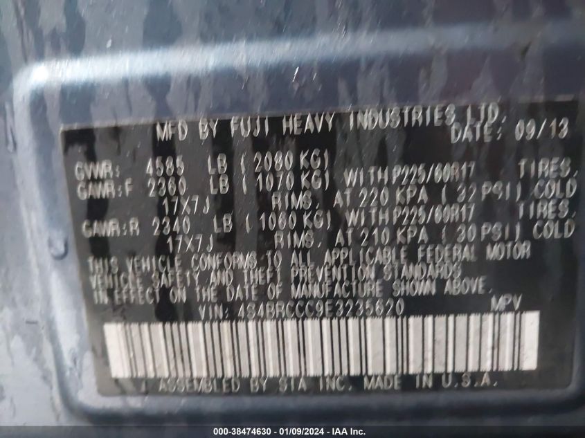 2014 SUBARU OUTBACK 2.5I PREMIUM - 4S4BRCCC9E3235620