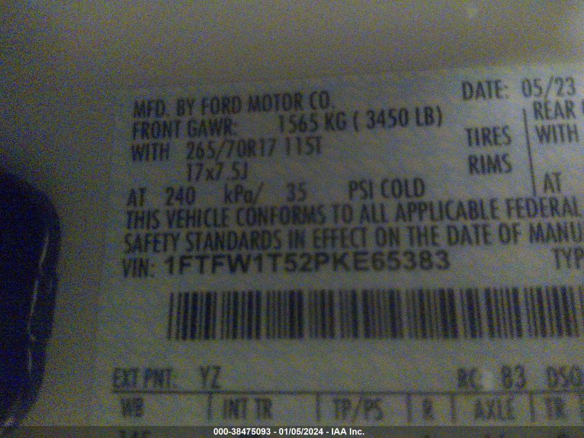 2023 FORD F-150 SPECIAL SERVICE VEHICLE SSV 1FTFW1T52PKE65383
