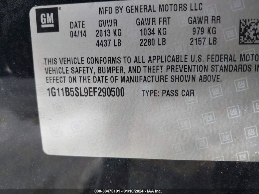 2014 CHEVROLET MALIBU 1LS - 1G11B5SL9EF290500