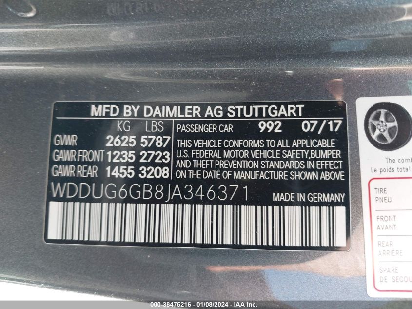 2018 MERCEDES-BENZ S 450 4MATIC WDDUG6GB8JA346371