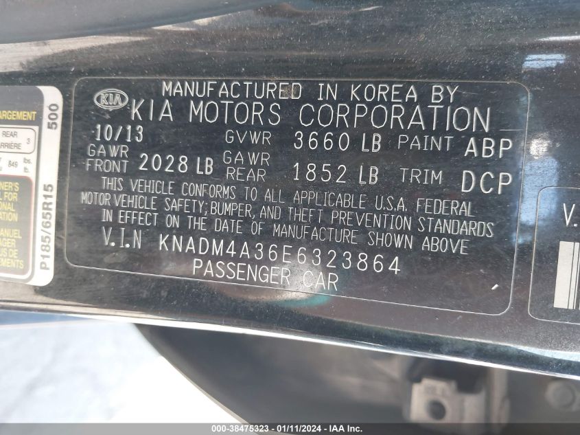 2014 KIA RIO LX - KNADM4A36E6323864