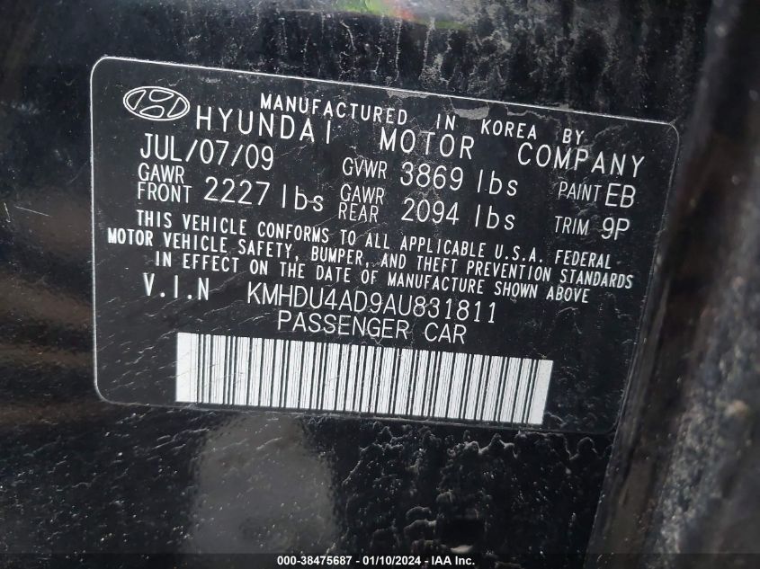 KMHDU4AD9AU831811 | 2010 HYUNDAI ELANTRA