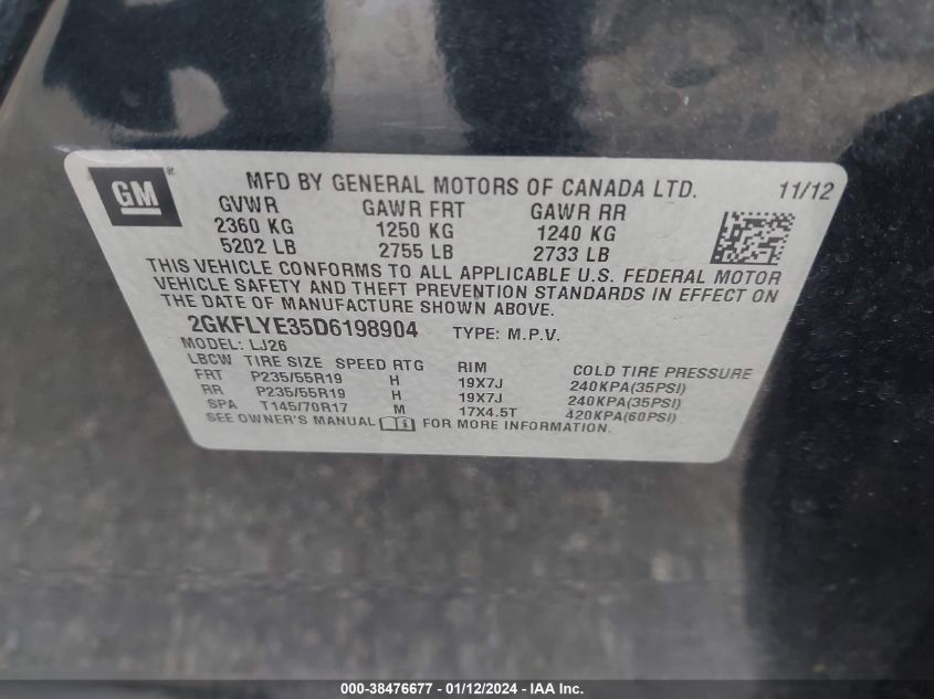 2013 GMC TERRAIN DENALI - 2GKFLYE35D6198904