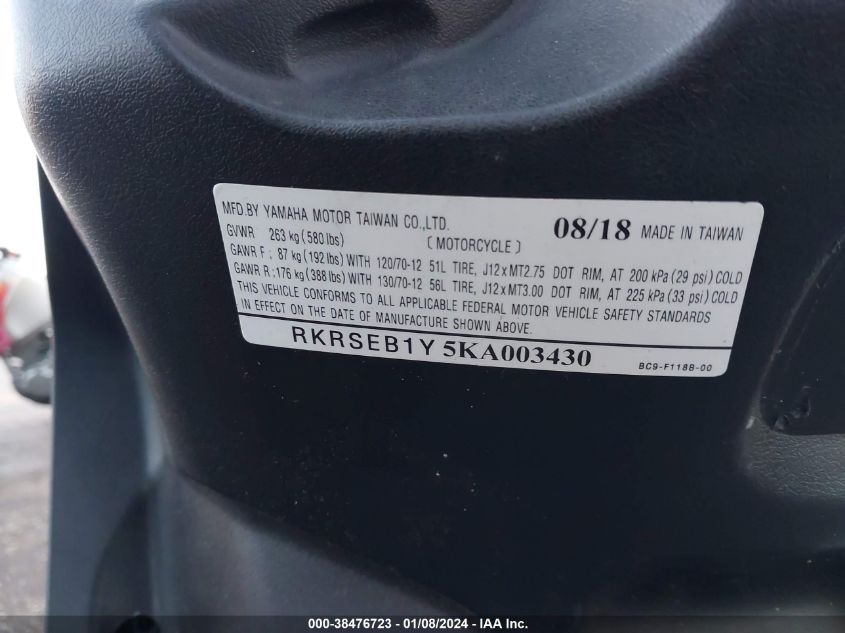 2019 YAMAHA YW125 RKRSEB1Y5KA003430
