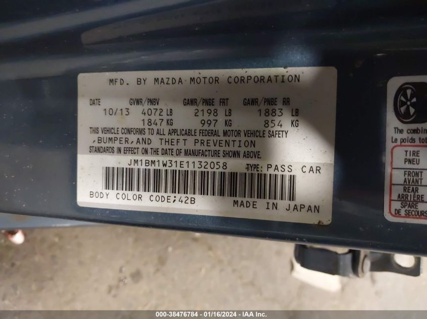 2014 MAZDA MAZDA3 S GRAND TOURING - JM1BM1W31E1132058