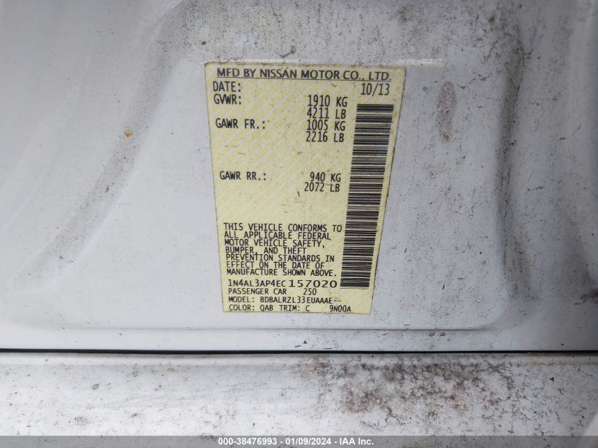 2014 NISSAN ALTIMA 2.5 S - 1N4AL3AP4EC157020