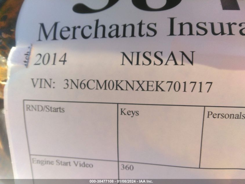 2014 NISSAN NV200 SV - 3N6CM0KNXEK701717