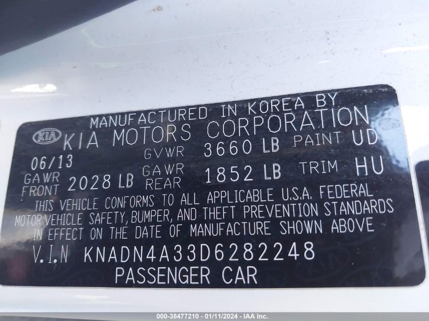 2013 KIA RIO EX - KNADN4A33D6282248