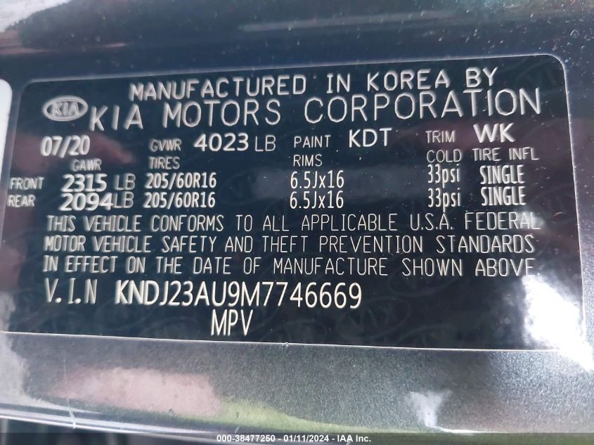 2021 KIA SOUL LX - KNDJ23AU9M7746669