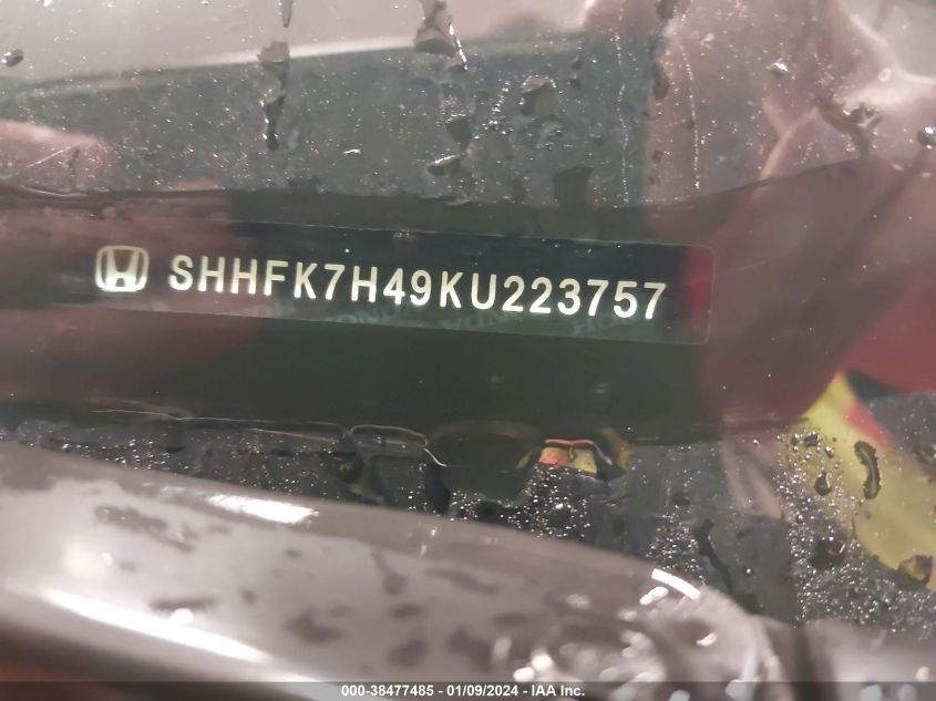 2019 HONDA CIVIC SPORT - SHHFK7H49KU223757