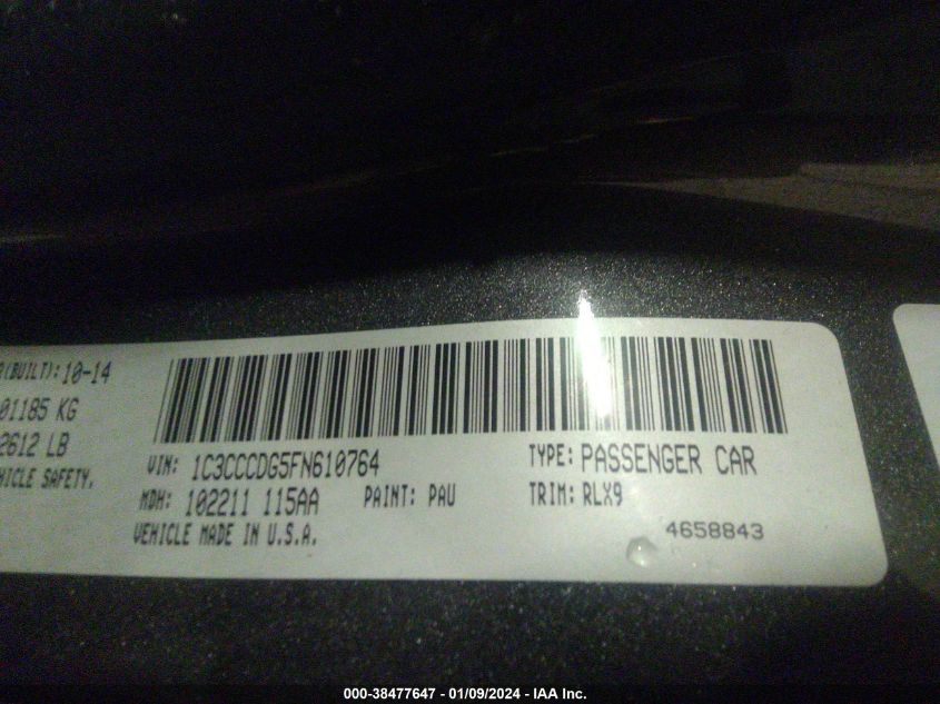 2015 CHRYSLER 200 S - 1C3CCCDG5FN610764