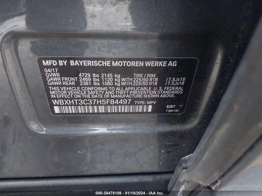 VIN WBXHT3C37H5F84497 2017 BMW X1 XDRIVE28I