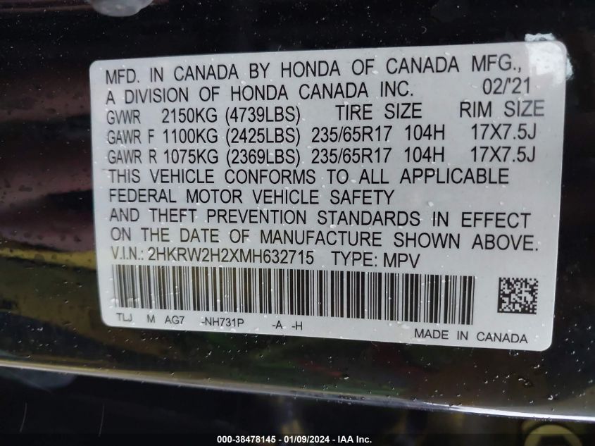 2021 HONDA CR-V LX - 2HKRW2H2XMH632715