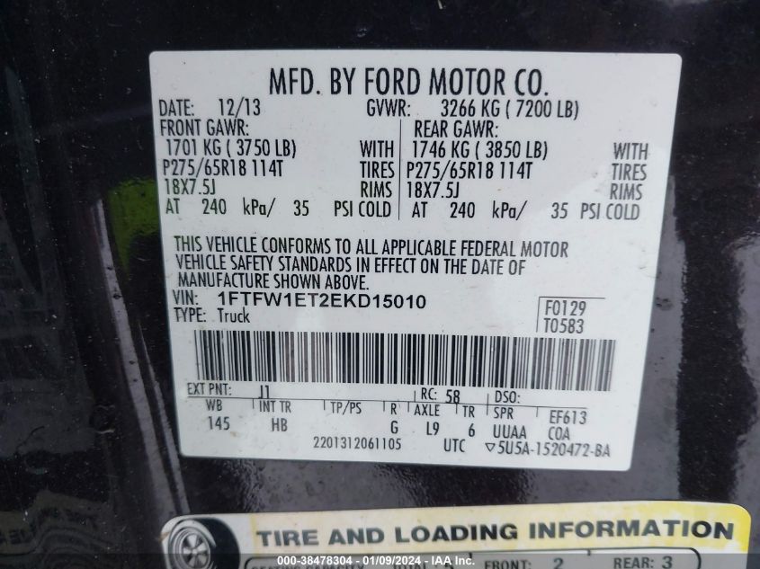 2014 FORD F-150 SUPERCREW - 1FTFW1ET2EKD15010