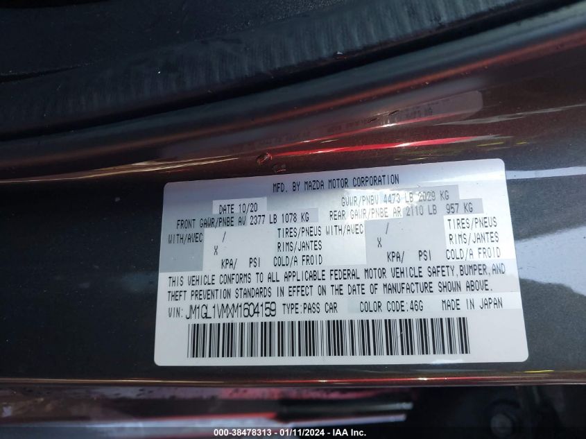2021 MAZDA MAZDA6 TOURING - JM1GL1VMXM1604159