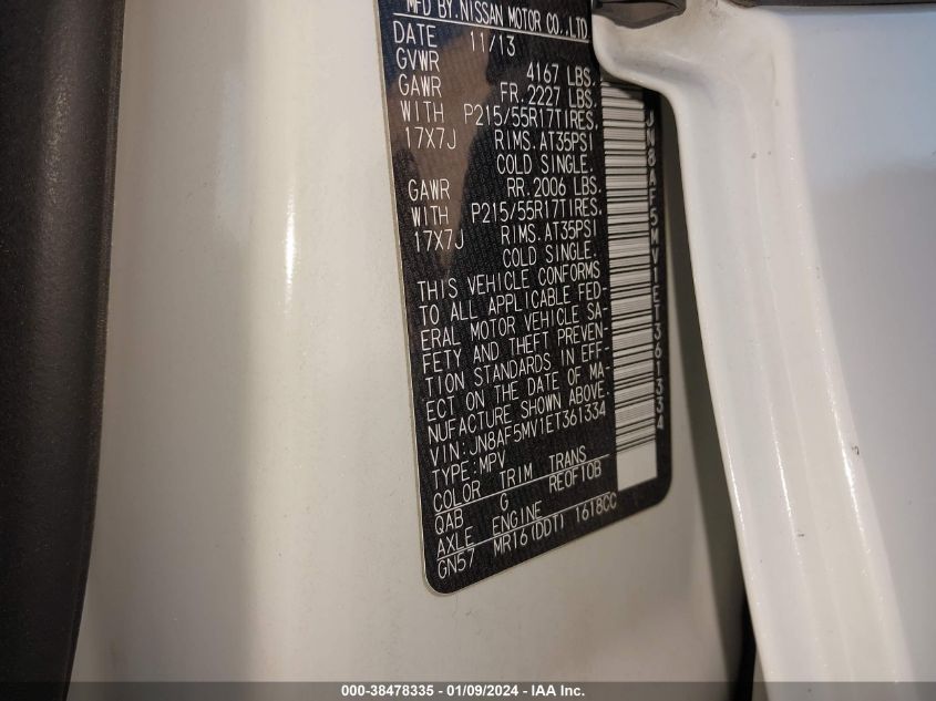 2014 NISSAN JUKE S/SV/SL/NISMO - JN8AF5MV1ET361334