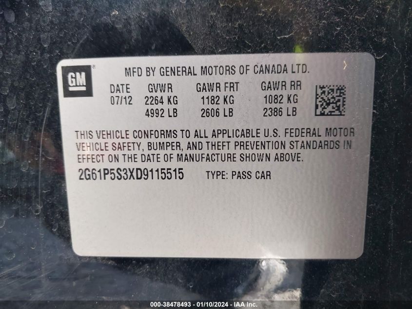 2013 CADILLAC XTS LUXURY COLLECTION - 2G61P5S3XD9115515