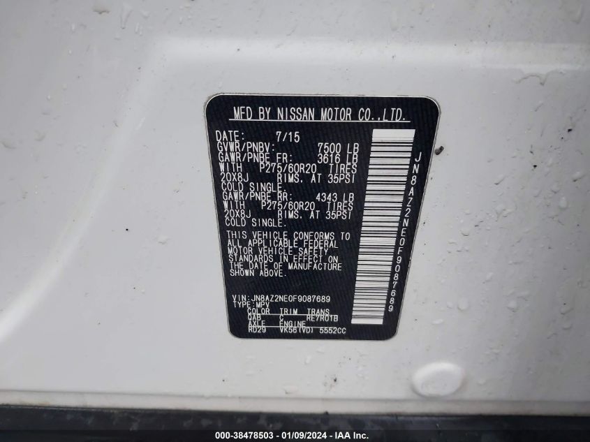 2015 INFINITI QX80 - JN8AZ2NE0F9087689