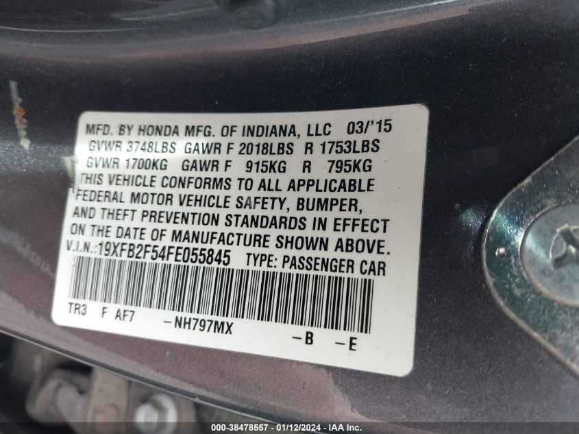 2015 HONDA CIVIC LX - 19XFB2F54FE055845
