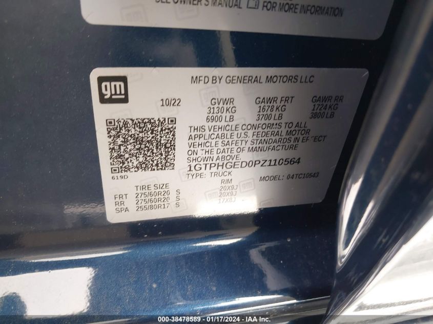 2023 GMC SIERRA 1500 2WD  SHORT BOX DENALI - 1GTPHGED0PZ110564