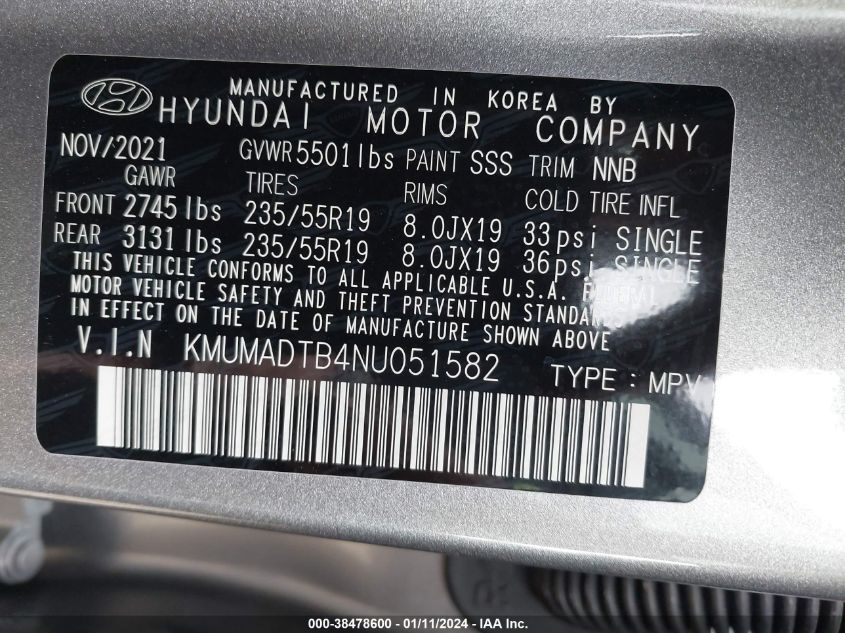 2022 GENESIS GV70 SELECT/ADVANCED/SPORT PRESTIGE - KMUMADTB4NU051582