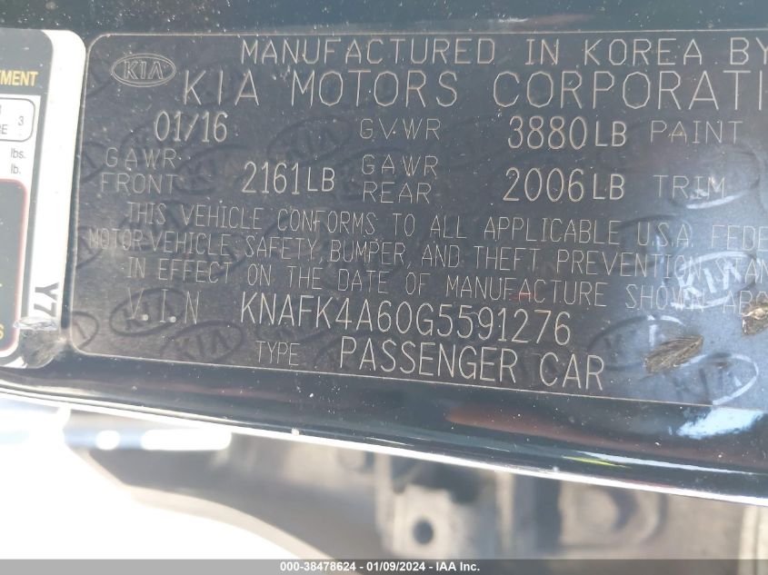2016 KIA FORTE LX - KNAFK4A60G5591276