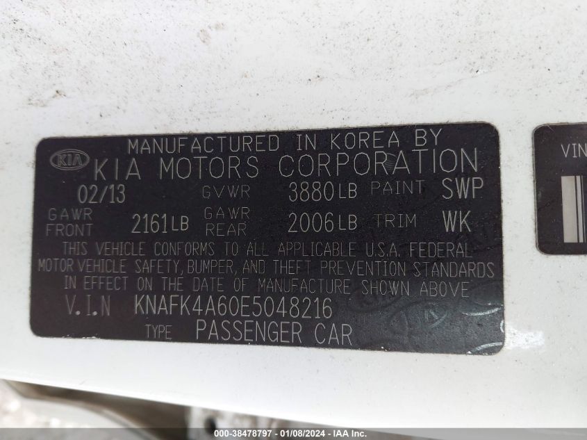 2014 KIA FORTE LX - KNAFK4A60E5048216