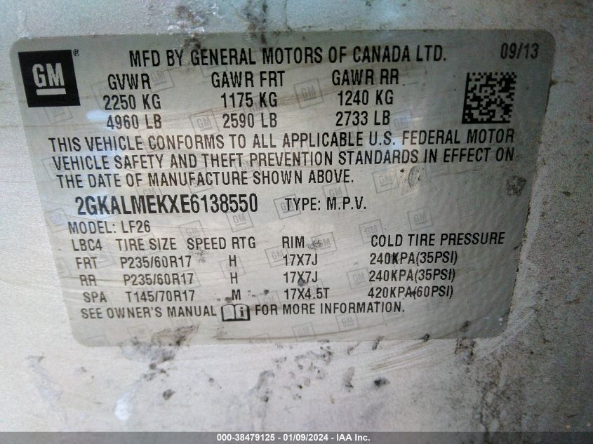 2014 GMC TERRAIN SLE-1 - 2GKALMEKXE6138550