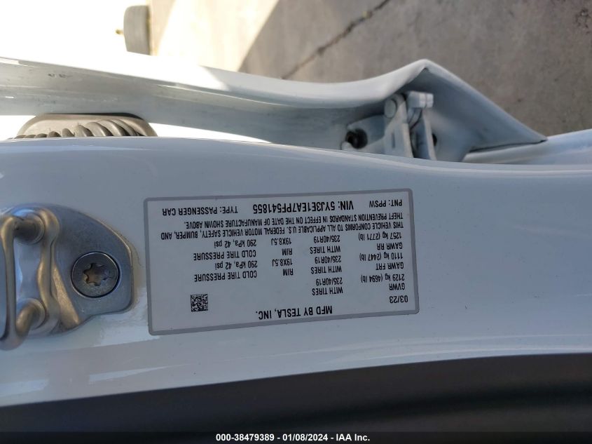 2023 TESLA MODEL 3 REAR-WHEEL DRIVE - 5YJ3E1EA7PF541855