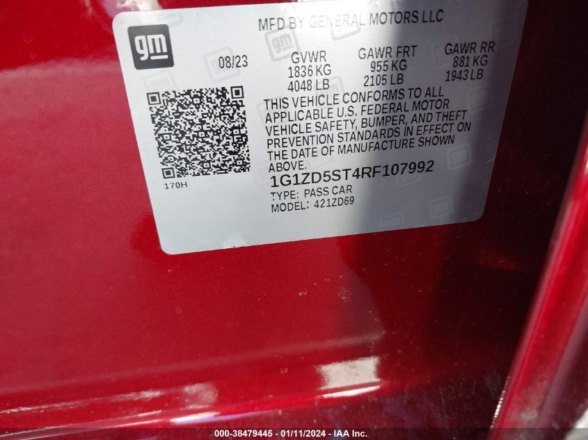 2024 CHEVROLET MALIBU LT - 1G1ZD5ST4RF107992
