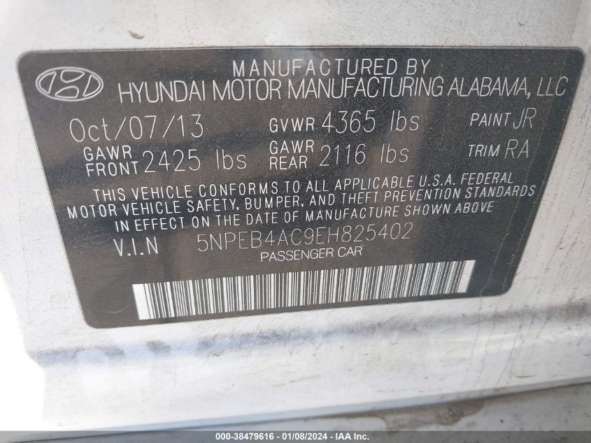 2014 HYUNDAI SONATA GLS - 5NPEB4AC9EH825402