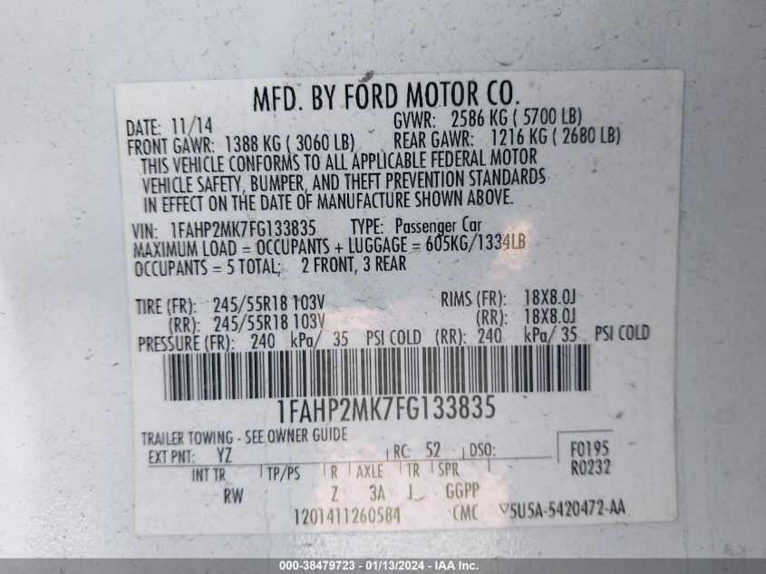 2015 FORD POLICE INTERCEPTOR - 1FAHP2MK7FG133835