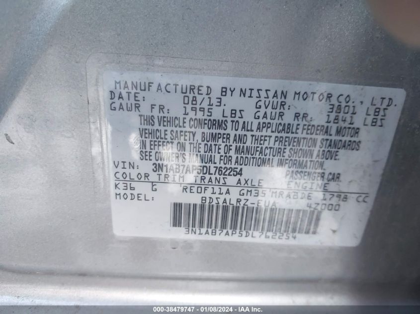 2013 NISSAN SENTRA SR - 3N1AB7AP5DL762254