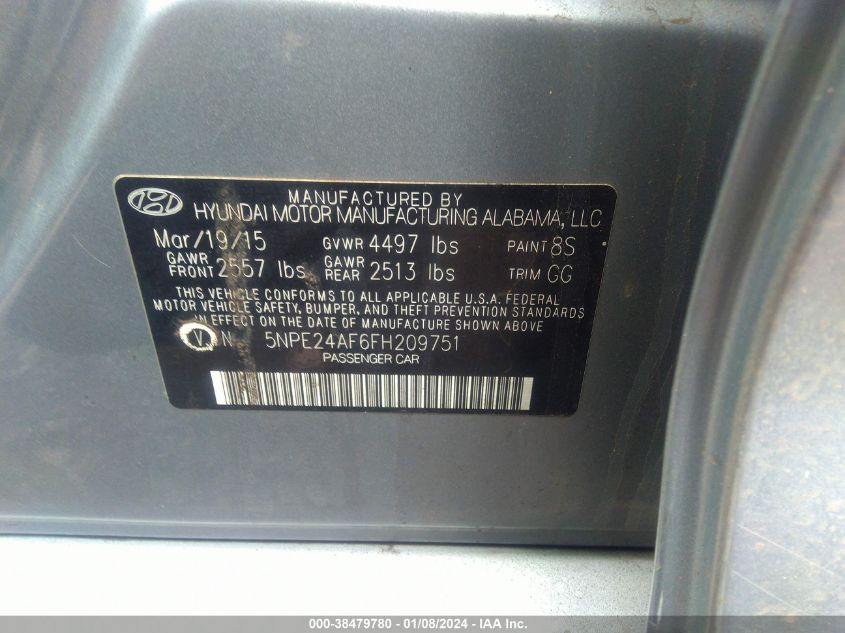 2015 HYUNDAI SONATA SE - 5NPE24AF6FH209751