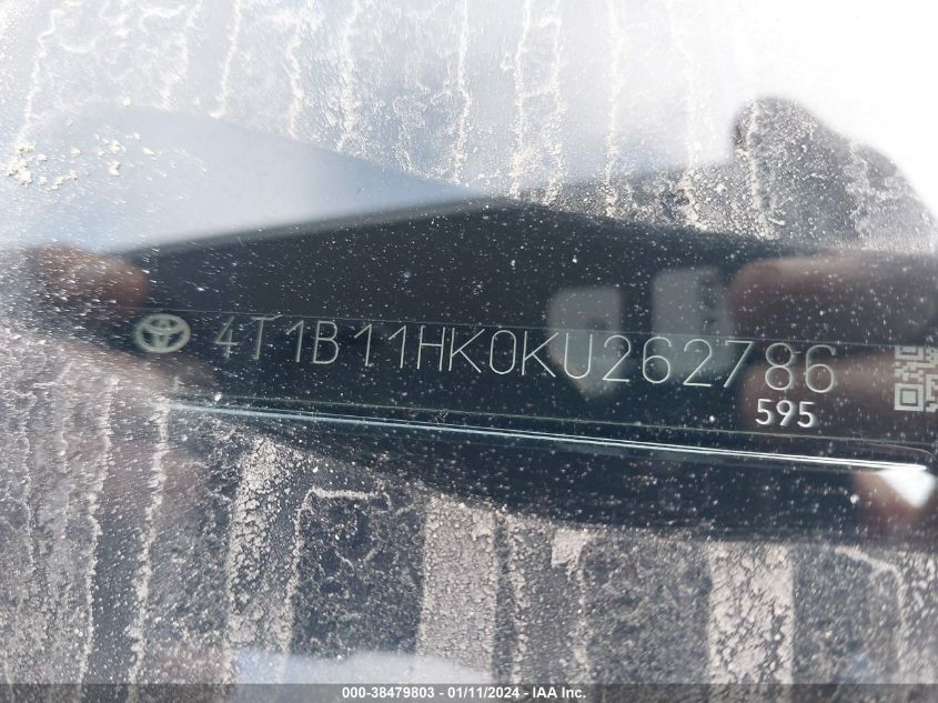 2019 TOYOTA CAMRY L/LE/XLE/SE/XSE - 4T1B11HK0KU262786