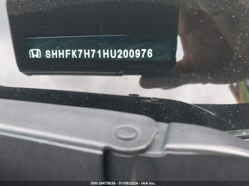 2017 HONDA CIVIC EXL - SHHFK7H71HU200976