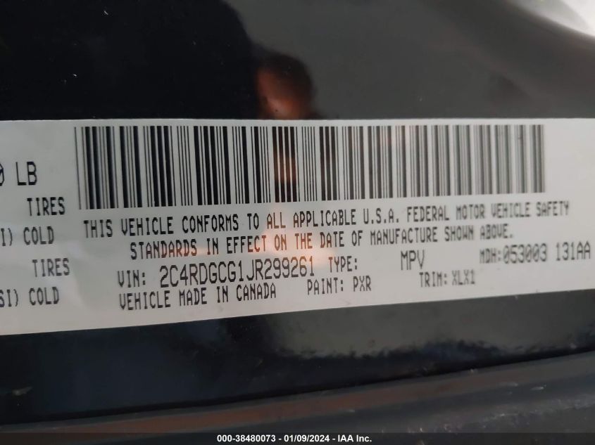 2018 DODGE GRAND CARAVAN SXT - 2C4RDGCG1JR299261