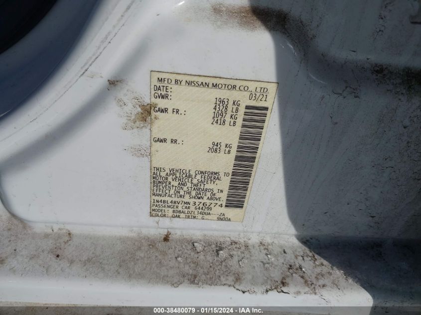 2021 NISSAN ALTIMA S - 1N4BL4BV7MN376774