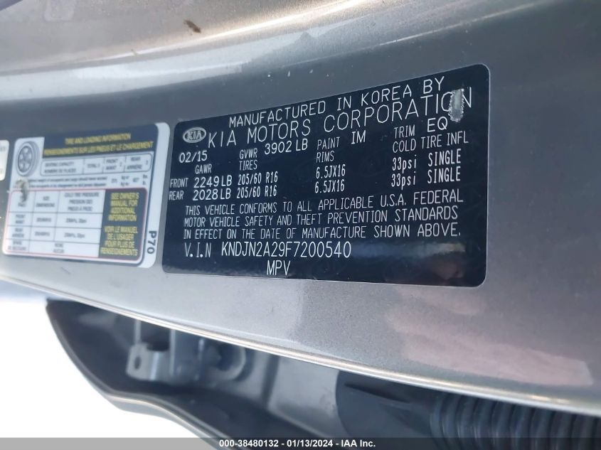 2015 KIA SOUL - KNDJN2A29F7200540